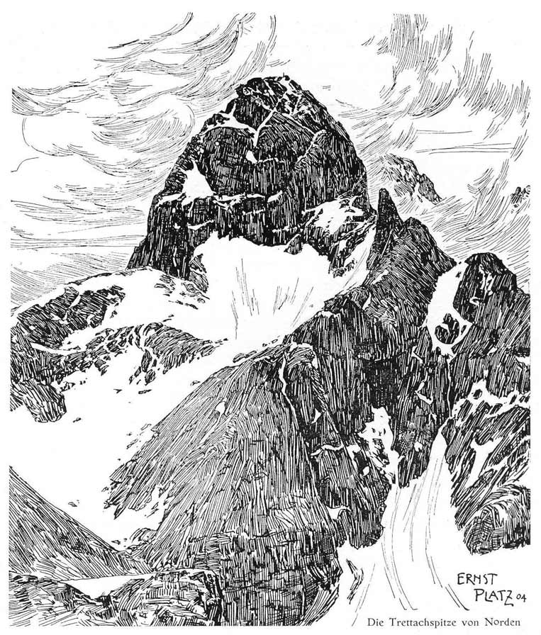 Trettachspitze von Norden von Ernst Platz um 1904 Trettachspitze von Norden von Ernst Platz um 1904