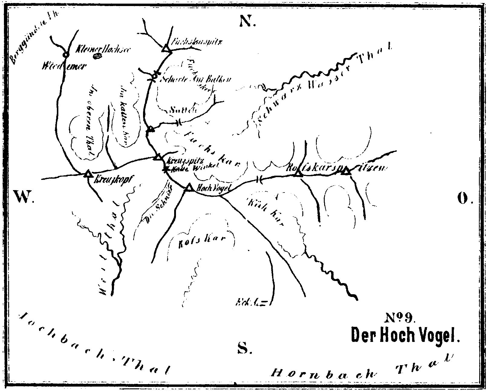 von Hermann von Barth angefertigtes Horizontalprofil vom Hochvogel von Hermann von Barth angefertigtes Horizontalprofil vom Hochvogel