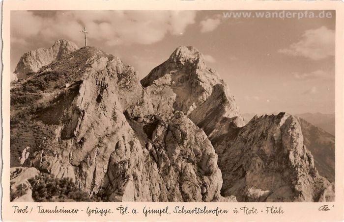 Blick auf Schartschrofen, Gimpel und Rote Flüh um ca. 1950 Blick auf Schartschrofen, Gimpel und Rote Flüh um ca. 1950